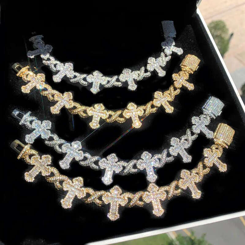 New Inifinity k Chain Bracelet Micro Pave Bg CZ Cross Prong Setting 5A Cubic Zirconia Hip Hop Fashion Jewelry Women Men