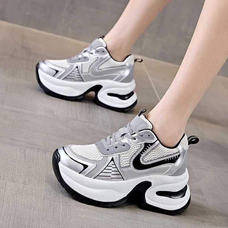 Designer Shoe Mesh Cowhide Leather Summer Sexy Hollow Out Women's Sandals Sloping Heel Thick Sole Height Increasing Sports Shoes Fashionable And 