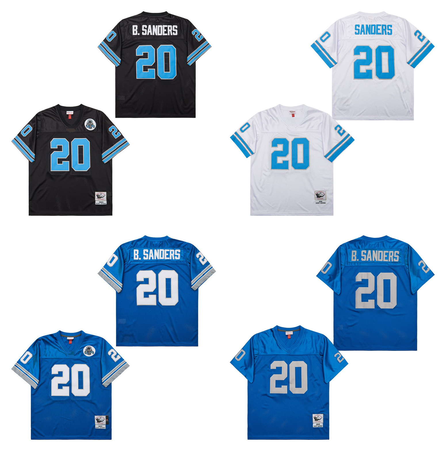 Barry Sanders Lions Throwback NCAA Football Jersey Blue White Black Size S-3XL