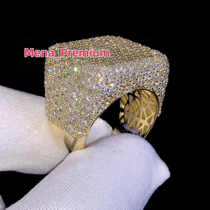 2025 Hip Hop Jewelry Luxury 14K Gold Plated Solid 925 Sterling Silver Iced Out Paved VVS Moissanite Diamond Ring For Men Women Party