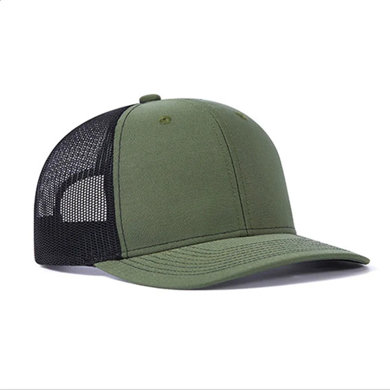 PANGKB Blank Military Green Cap solid black mesh breathable hat adult outdoor sports beach trucker cap wholesale 250328