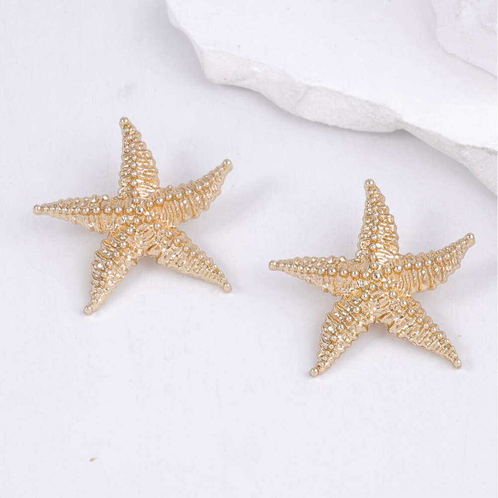 Light Luxury Exquisite Textured Alloy Starfish Earrings - Summer Ocean Vacation Style for Women