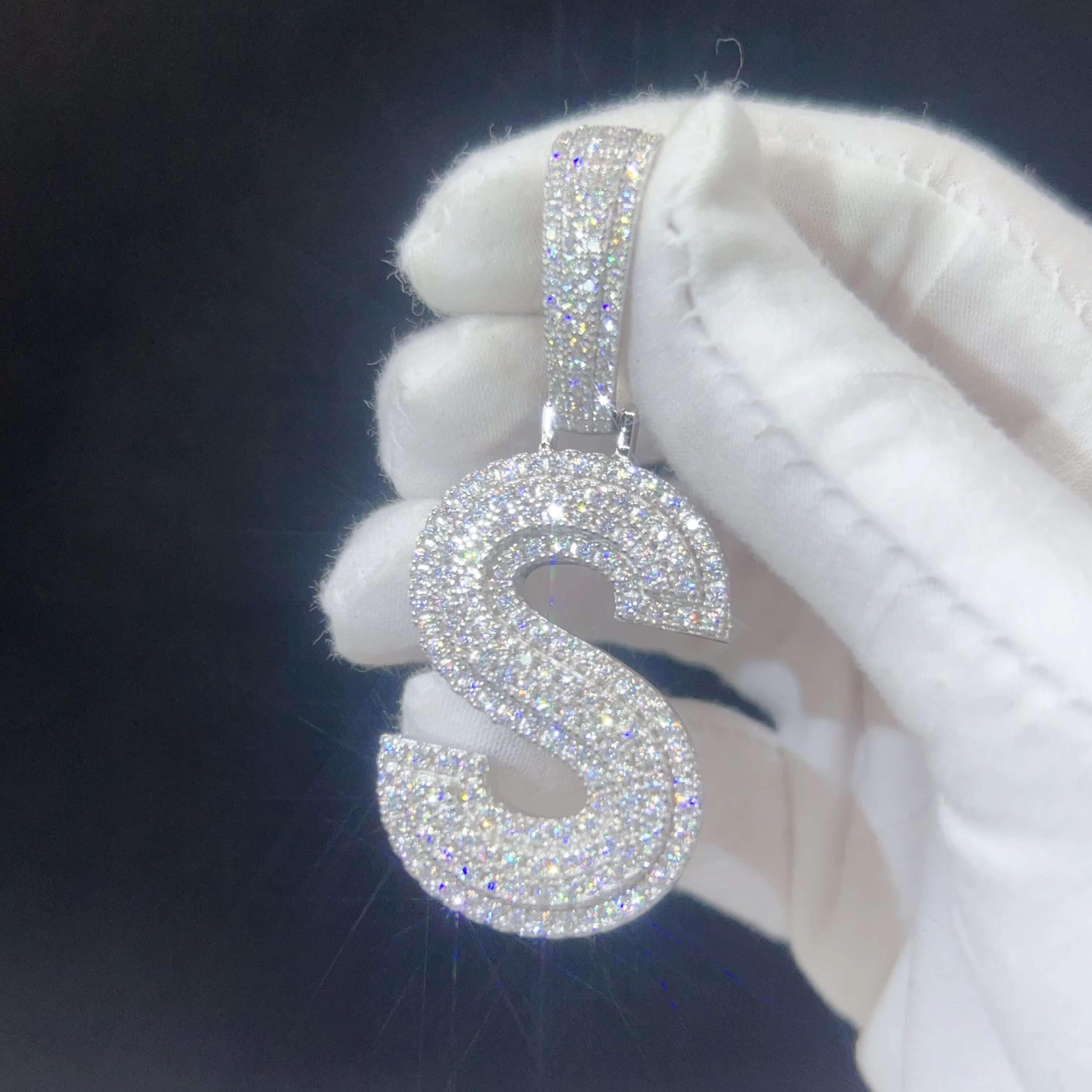 Custom Hip Hop Jewelry Iced Out Jewelry Necklace Fashion Sterling Silver Sets Moissanite Diamond Letter Pendant S