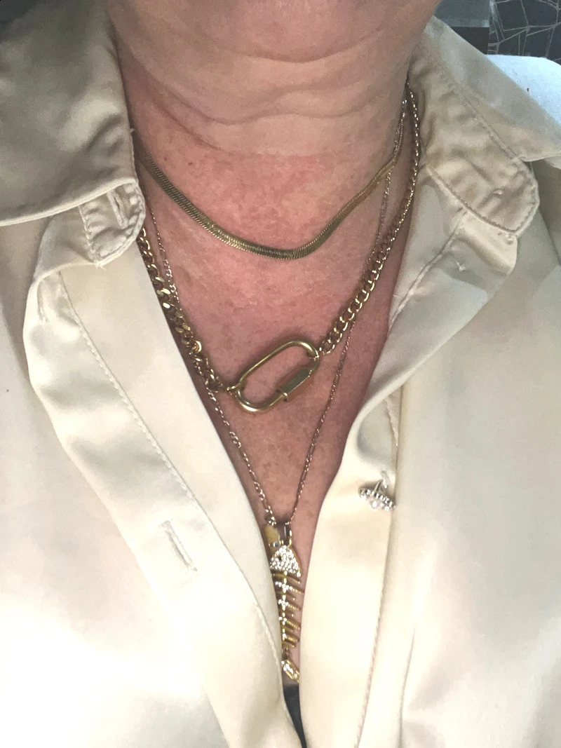 Womens statement Stainless steel buckle necklace short and thick necklace heavy necklace gold jewelry necklace 250328