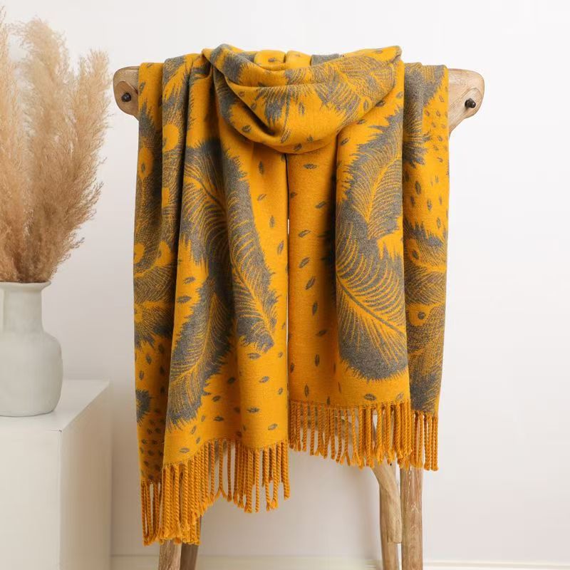 T390 new autumn and winter high-grade tassel scarf women's long Korean version of all-match cashmere warm neck scarf