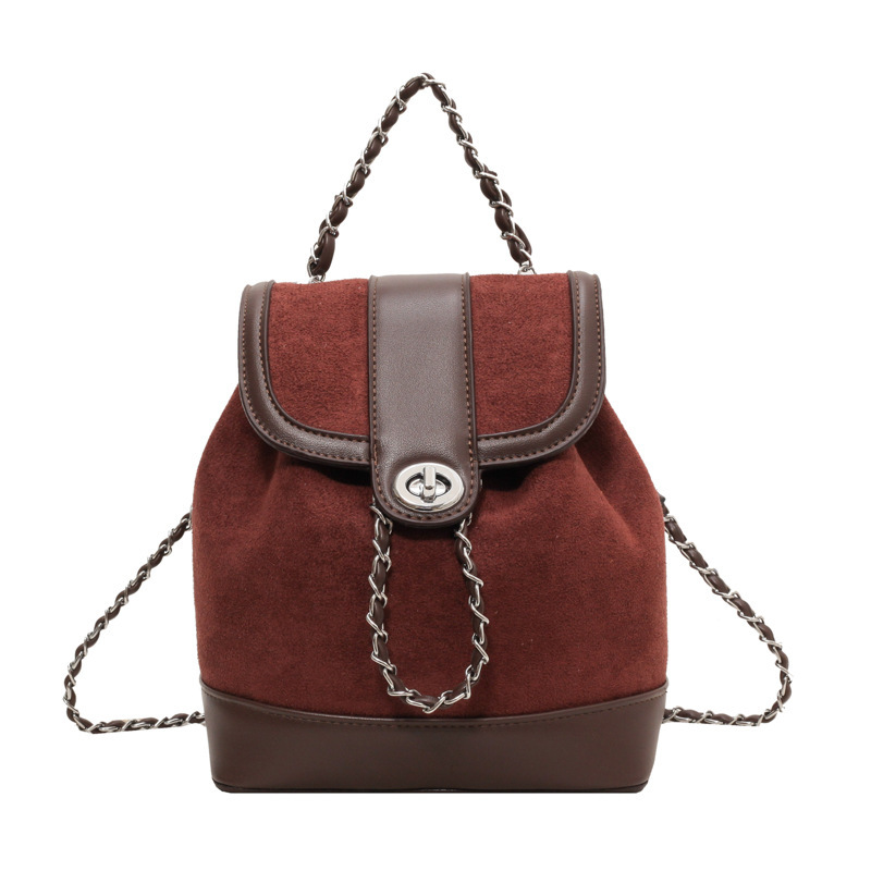 South Korea small niche real cowhide high-grade sense chain lightweight small fragrance backpack