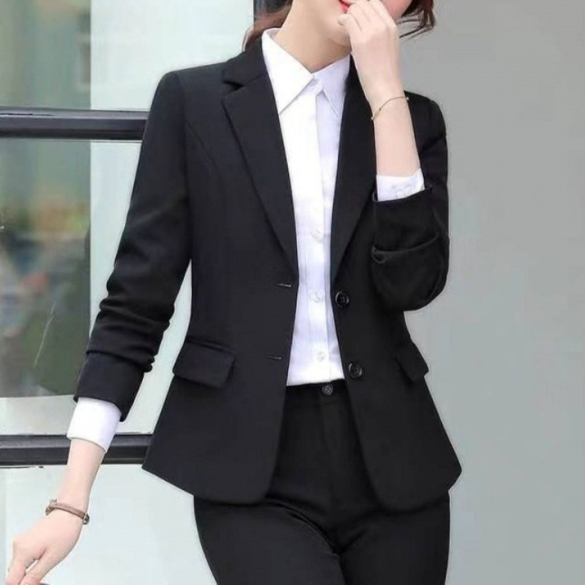 S3302Chic Professional Suit Coat for Women Ideal for Spring & Fall, Interview Ready Style
