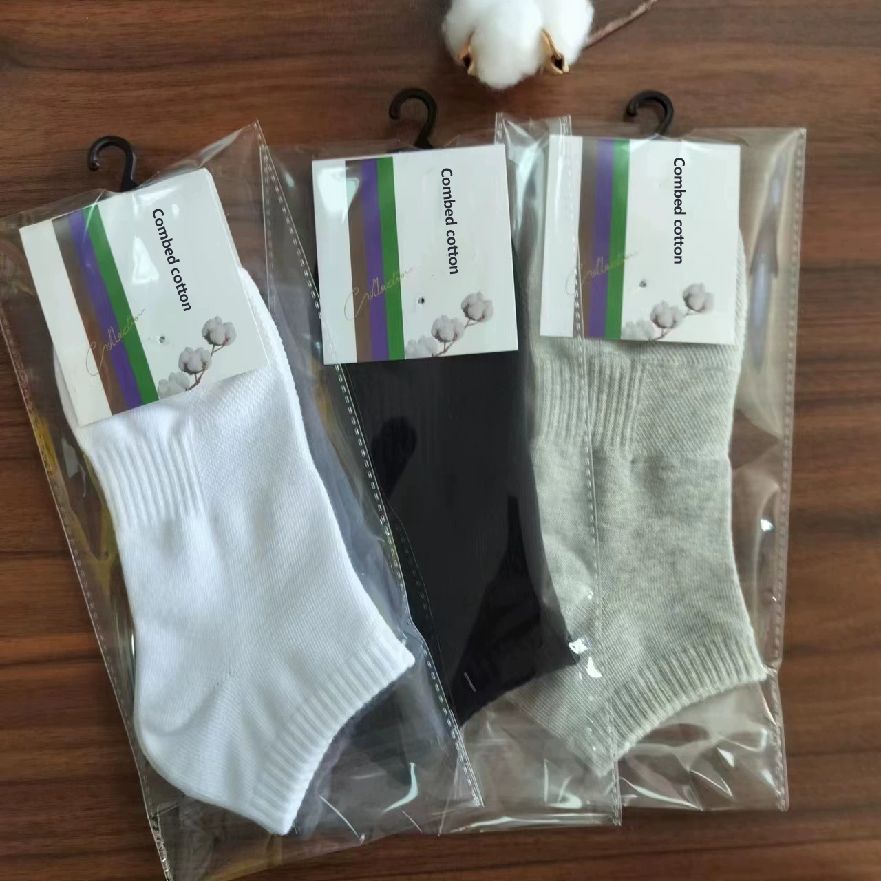 Combed cotton drawstring waist solid color socks for high-end people in hot summer areas have a certain anti-odor effect A pack of 10 pairs