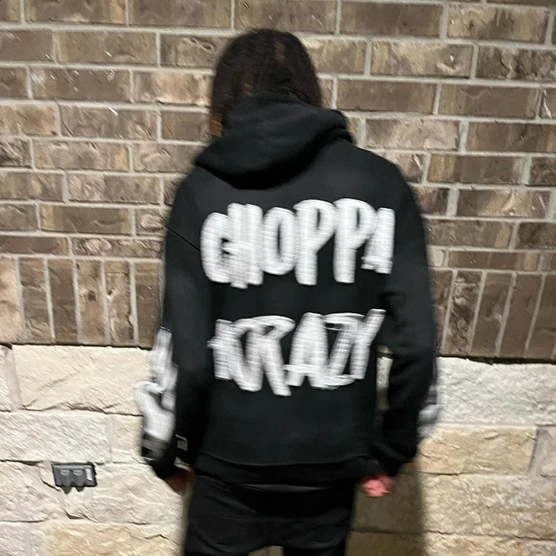 Vintage High Personalized Letter Printing Hoodie Y2K Haruku Gothic Punk Mens and Womens Sportswear Street TWear 250327