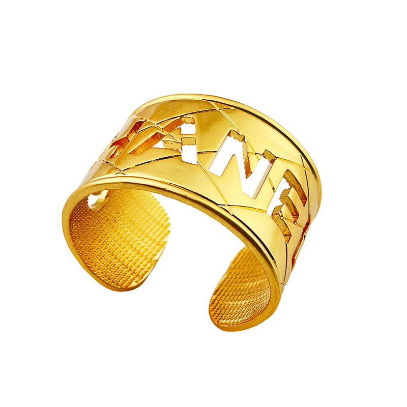 Special rhombus hollow open bangle bracelet wide 18k gold silver exaggerated letters OL luxury designer open bangles bracelets for women jewelry