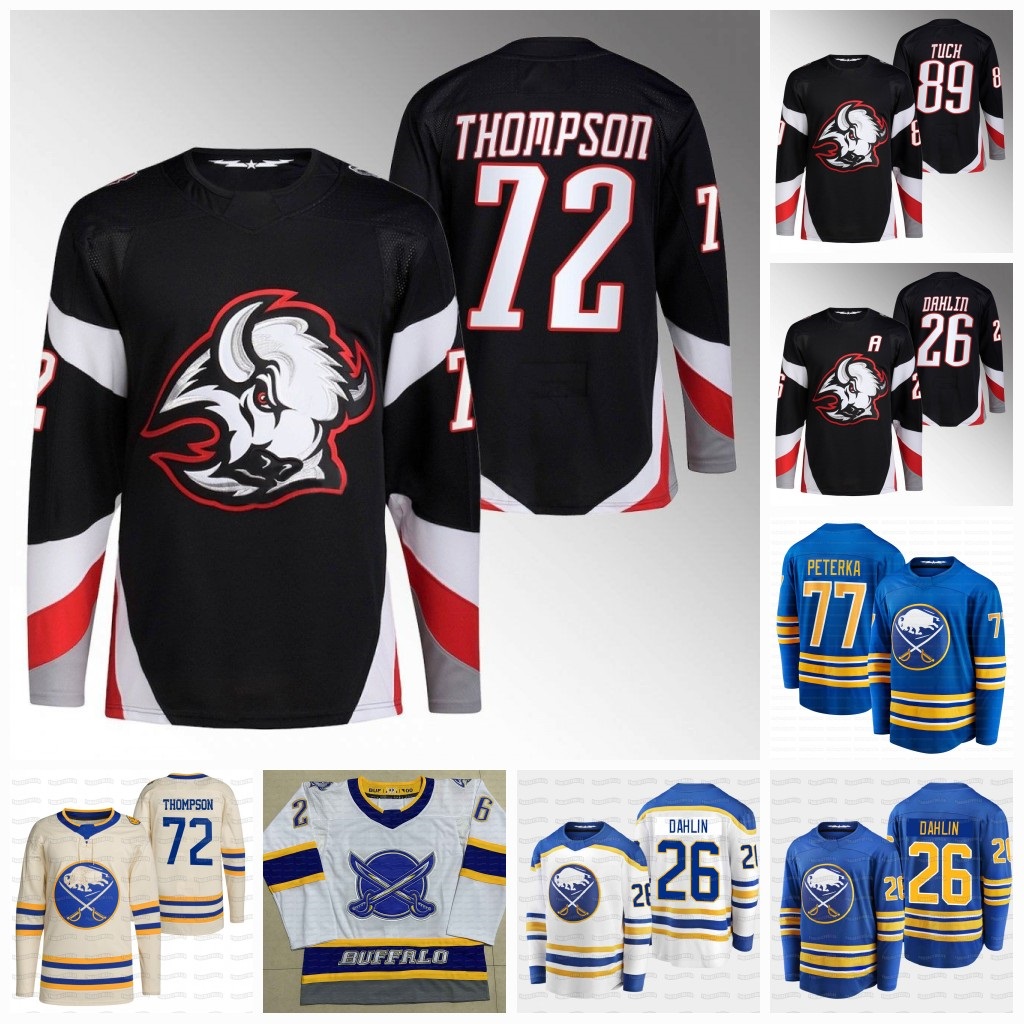 Tage Thompson 2025 Jerseys Bowen Byram Clifton Rasmus Dahlin Owen Power Tuch JJ Peterka Dominik Hasek Jason Zucker