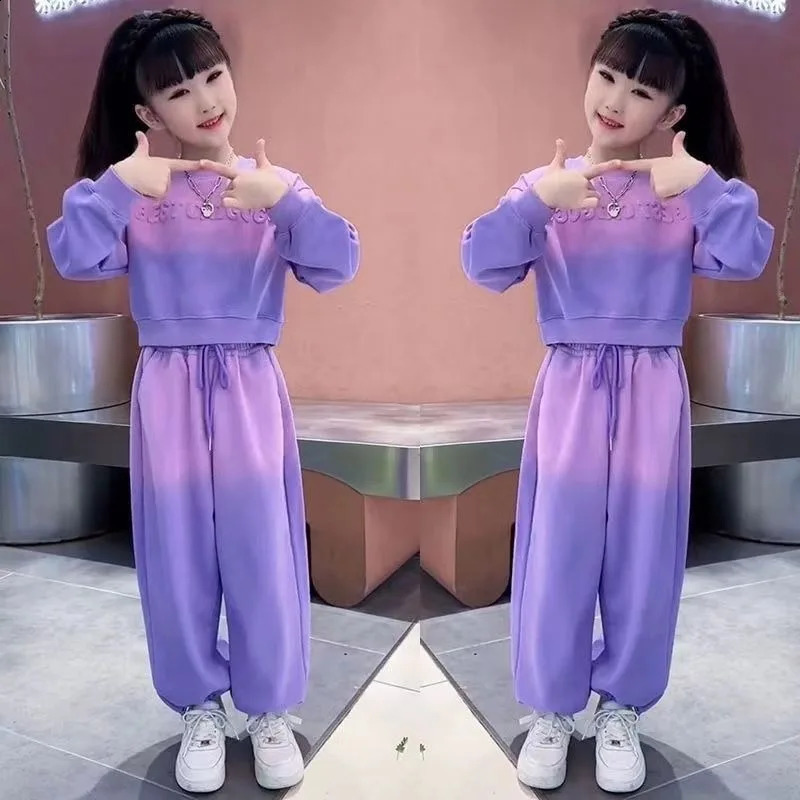 Autumn Youth Boys Clothing Set Childrens Girls Gradient Tshirt and Pants 2piece Top Fashion 250325z