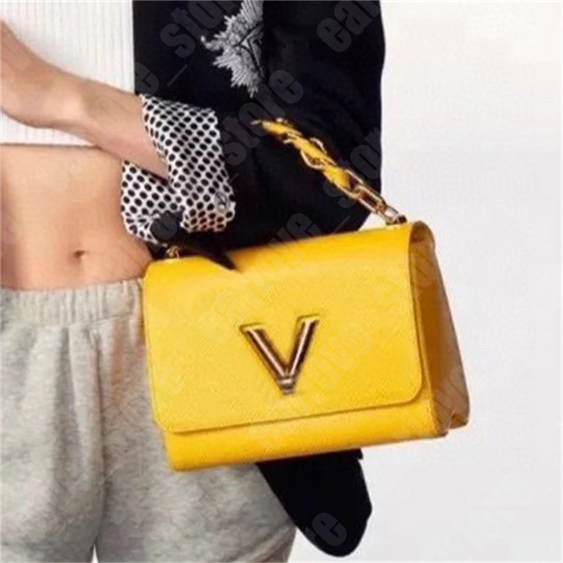 Fashion Twist Shoulder Bags Designer Womens Rotate Lock Water Ripple Leather Handbags Lady Purse Luxury Vintage Twist Crossbody Bag Light Yellow Pink