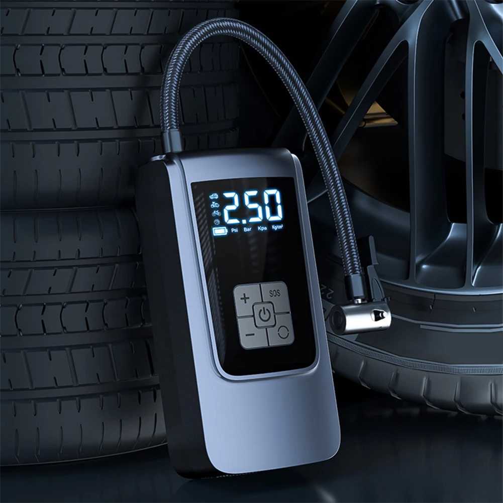 Portable 6000mAh cordless tire pump intelligent air compressor LED light 7.4/12V car tire inflator 150PSI motorcycle tire inflator M250331