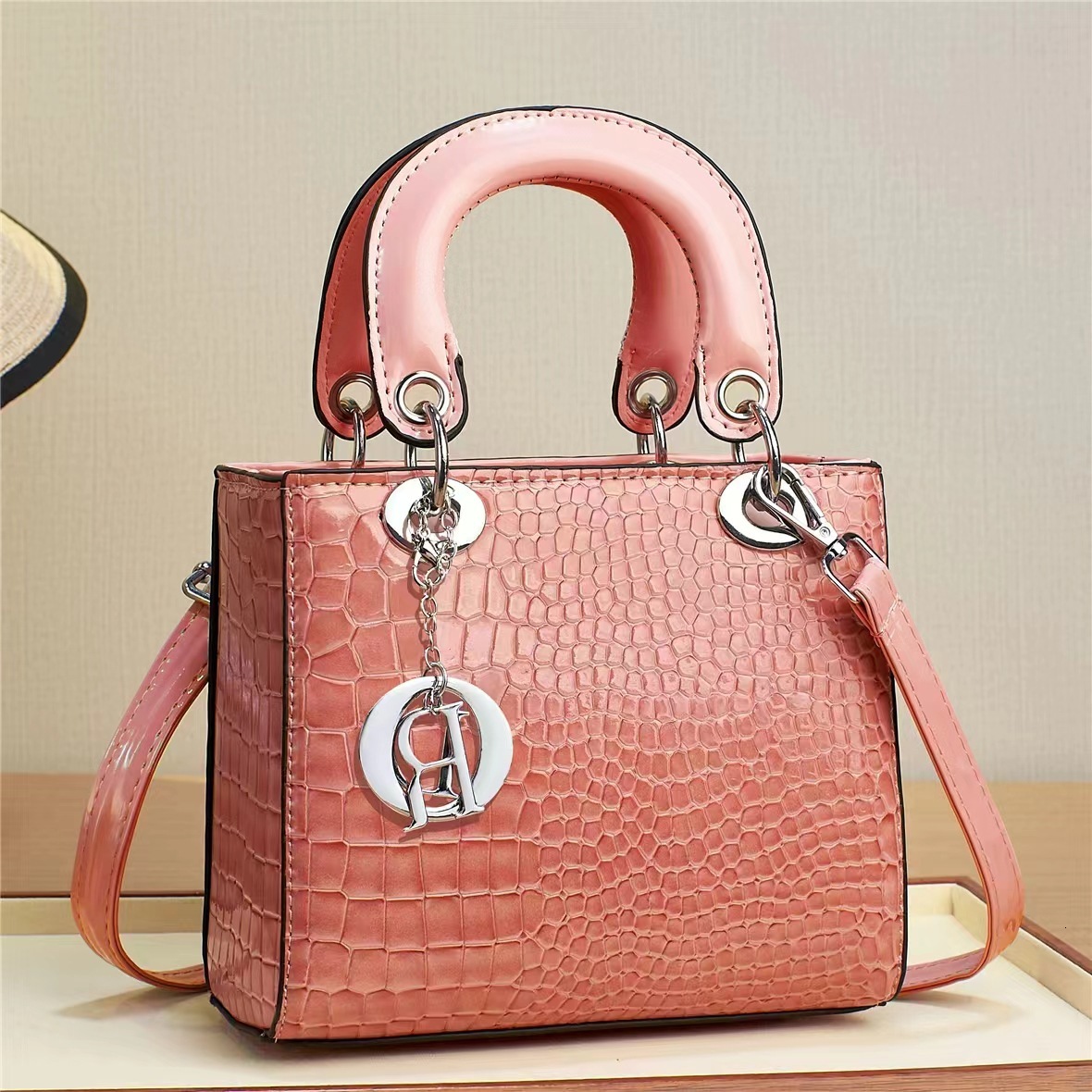 New Stone Pattern Trendy Fashion Bucket Bag Versatile Atmospheric Single Shoulder Crossover Large Capacity2025