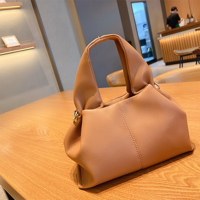 French niche brand 2025 new versatile solid color lunch box fashion handbag shoulder crossbody bag for women