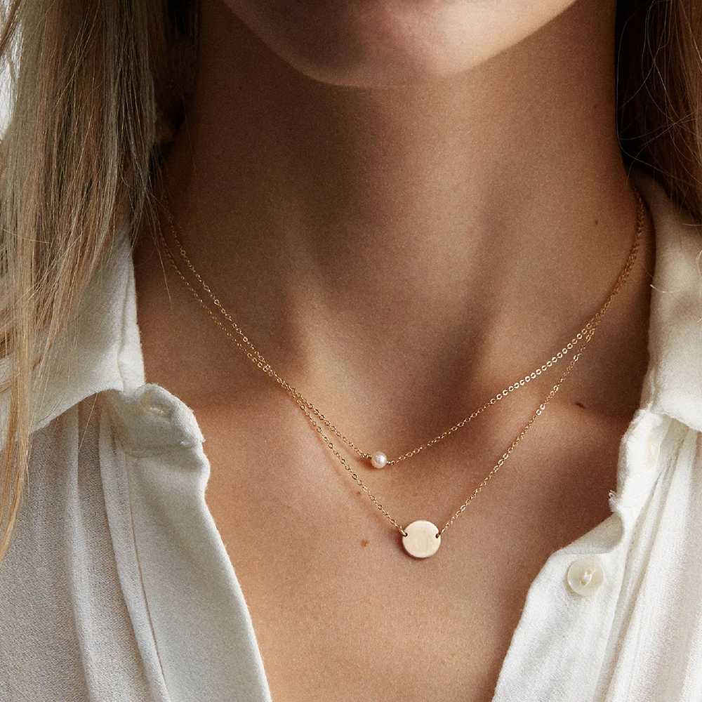 4MM Simulated-pearl Pendant Necklace for Women Dainty Stainless Steel Gold Color Necklace Women Z250331