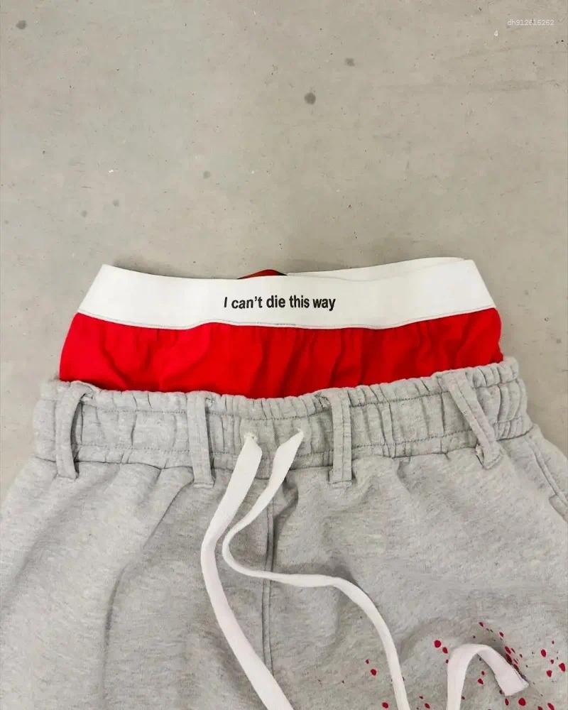 Men's Pants Harajuku Street Dirty Style Fashion Double Waist Men Women High Waisted Jogger Drawstring Sweatpants Loose Cargo Trousers