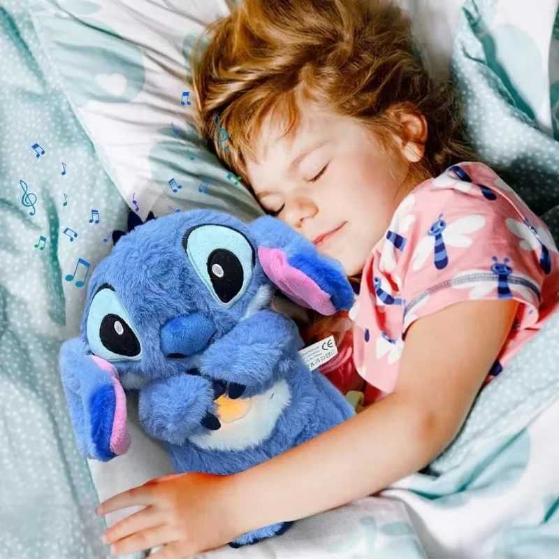 Disney 30cm Sewing Baby Breathing Anxiety Sleep Toy Lilo Angel Plush Doll Lighting Music Baby Sleep Companion Childrens Gift Z250314