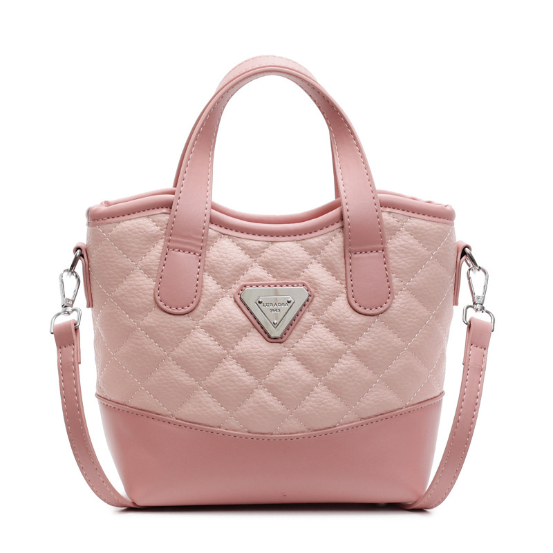 Designer free shipping new women's fashionable high-end texture dia grid bucket hand-held single shoulder crossbody bag