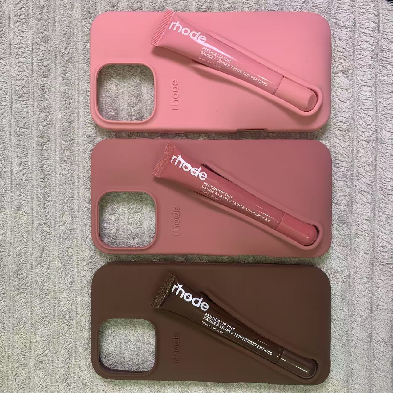 rhode phone case With lip gloss Lipstick Case iphone 16 pro max cases Lipstick Lip Balm 3D Make-Up Silicone Phone Case for iPhone 15 14 13 Holder Cove