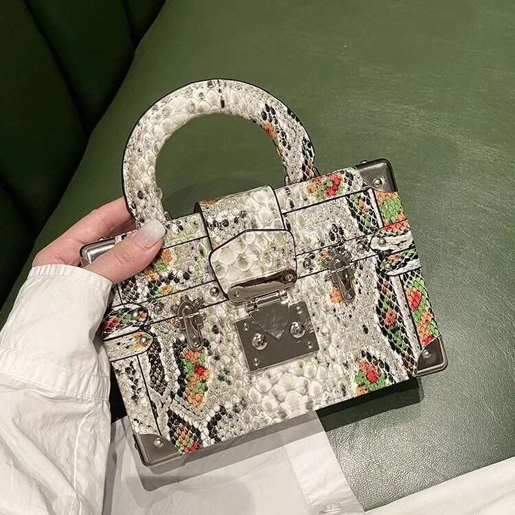 High-End Genuine Leather Snake Pattern Handbag Women's Fashionable 2024 New Style Crossbody Bag Single Shoulder Diagonal Package