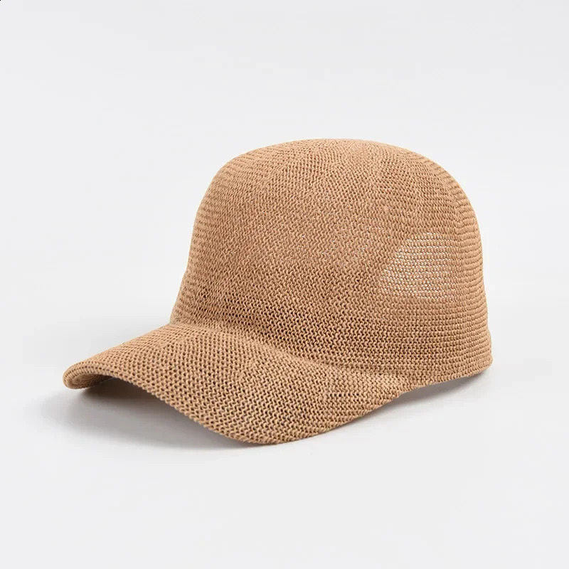 Summer Breathable Straw Baseball Cap Men Outdoor Paper Sun Hats Women Solid Color Adjustable Shade Beach Hats Wholesale 250324
