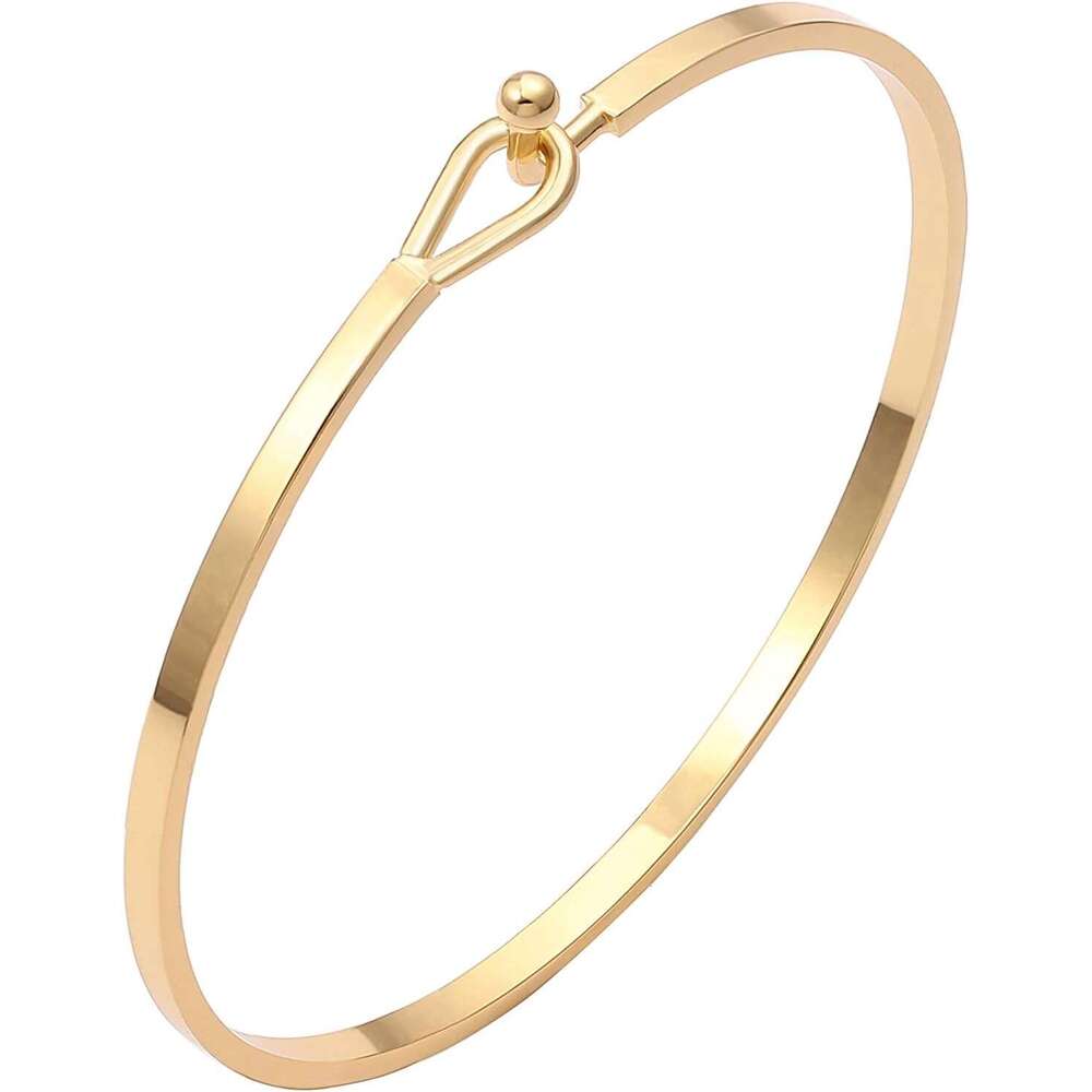 Exquisite gold bar bracelet for women, simple and delicate thin cuff hook bracelet, gold-plated handmade minimalist jewelry