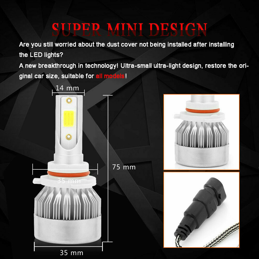 LED Headlight Conversion Kit All In One 72W 7600LM C6 Headlight Bulbs for car H4/H7/H8/H9/H11/H13/9004/9005/9006/9007/9012 Auto Headlamp 4300K 6000K 8