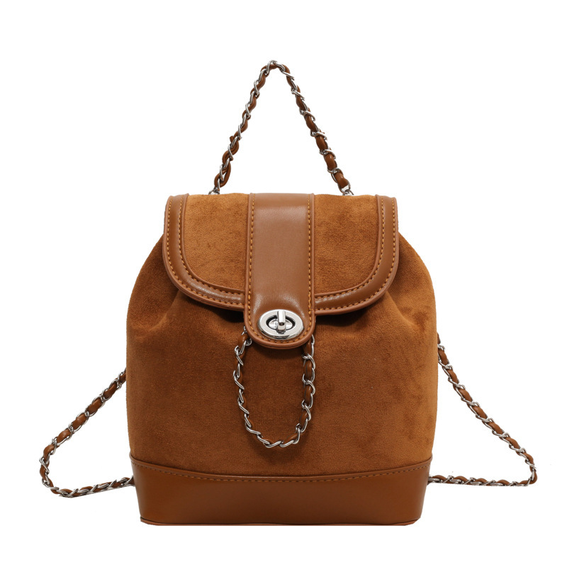 South Korea small niche real cowhide high-grade sense chain lightweight small fragrance backpack