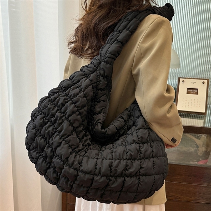 Padding Quilted Tote Bag Quilted Large Capacity Puffer Tote Bag Lightweight Solid Color Crossbody Purse Women Girls 250328