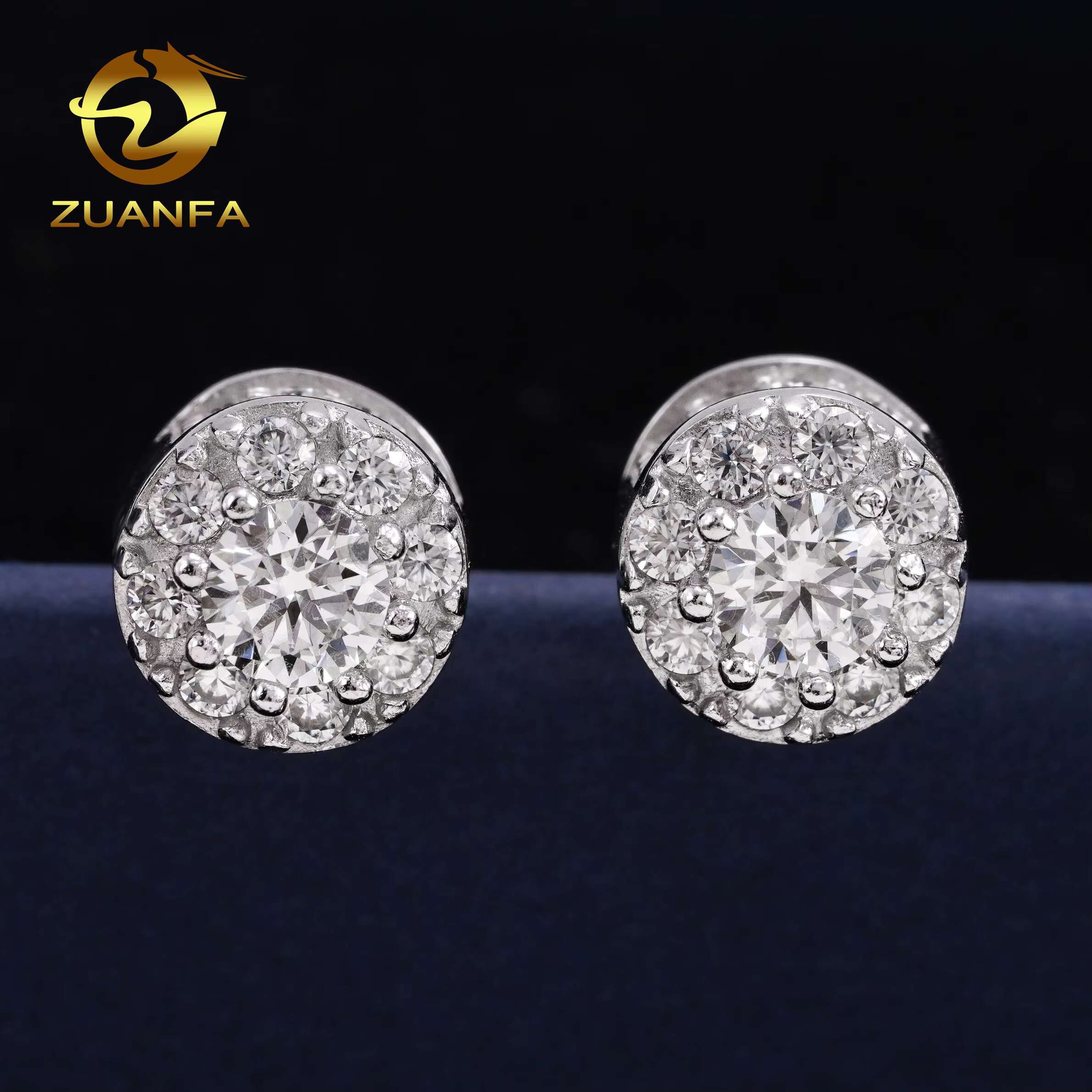 Wholesale Pass Diamond Tester Hot Selling Fine Jewelry Men Women Earring 925 Sterling Silver Hiphop VVS Moissanite Stud Earrings