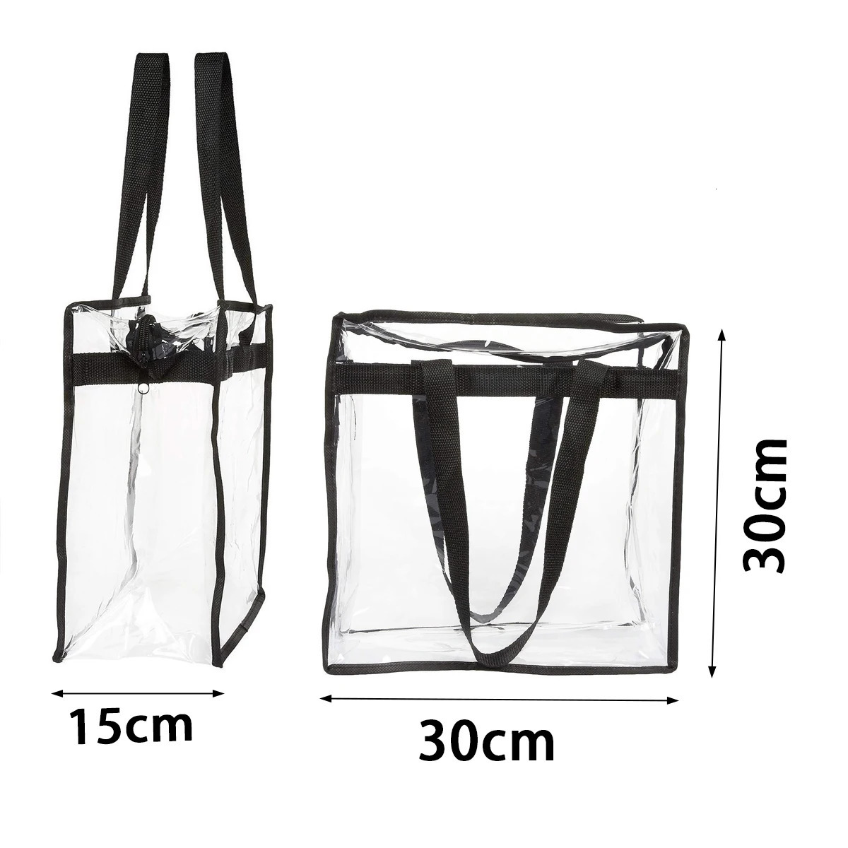 2Pcs Transparent Large Capacity Clear Tote Bags with Zipper Flexible Multipurpose PVC for Swim Storage Shopping Waterproof 250320