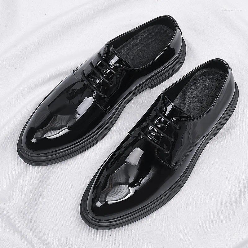 Shoes Mens Casual Patent Leather Dress Shoes: Hot Shiny Autumn Business Formal Wear 2025 :