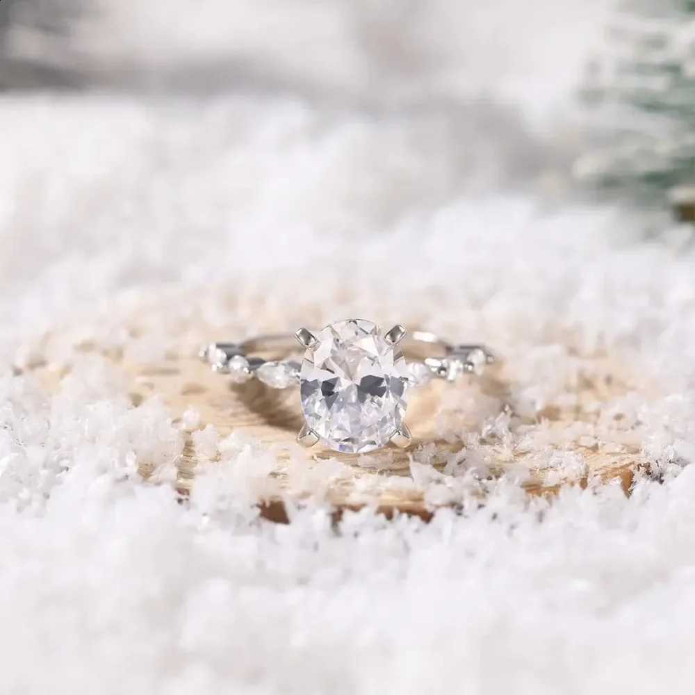 Trumium 925 sterling silver ring with oval cut cubic zirconia engagement ring promises free engraving for women 250328