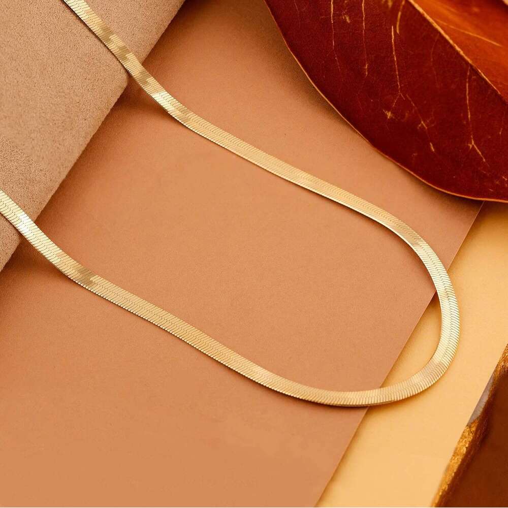 14K Women, Dainty Gold Herringbone Choker Necklace Women Thin Layered Chunky Snake Chain Necklaces Jewelry for Teen Gifts