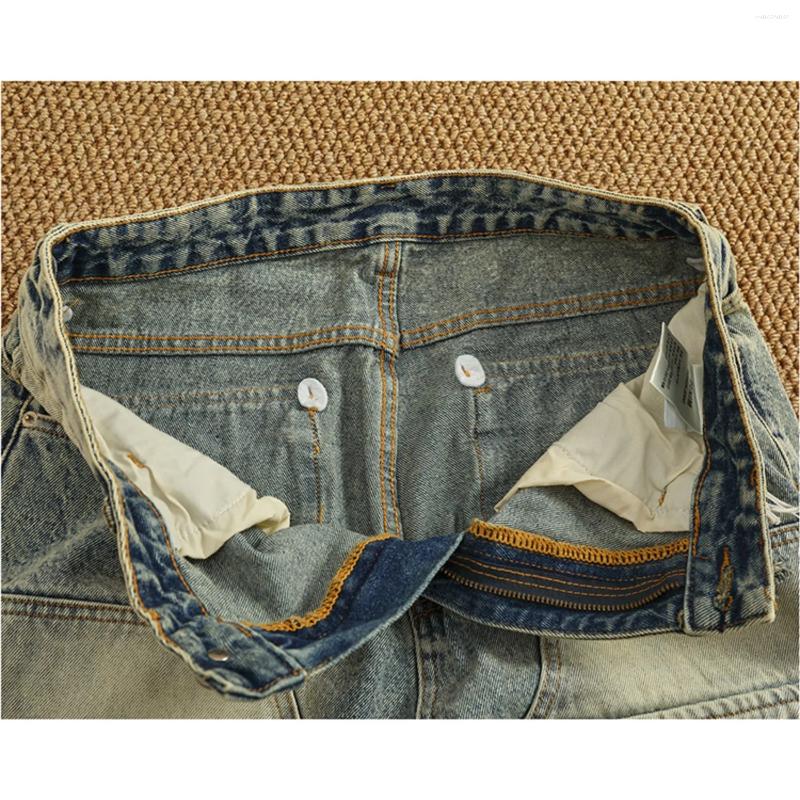 Lanjia- Men's Shorts Summer Denim Medium Pants Fashion Men High Street Trend Baggy Multi-Pocket Cargo Quarter 53F1a