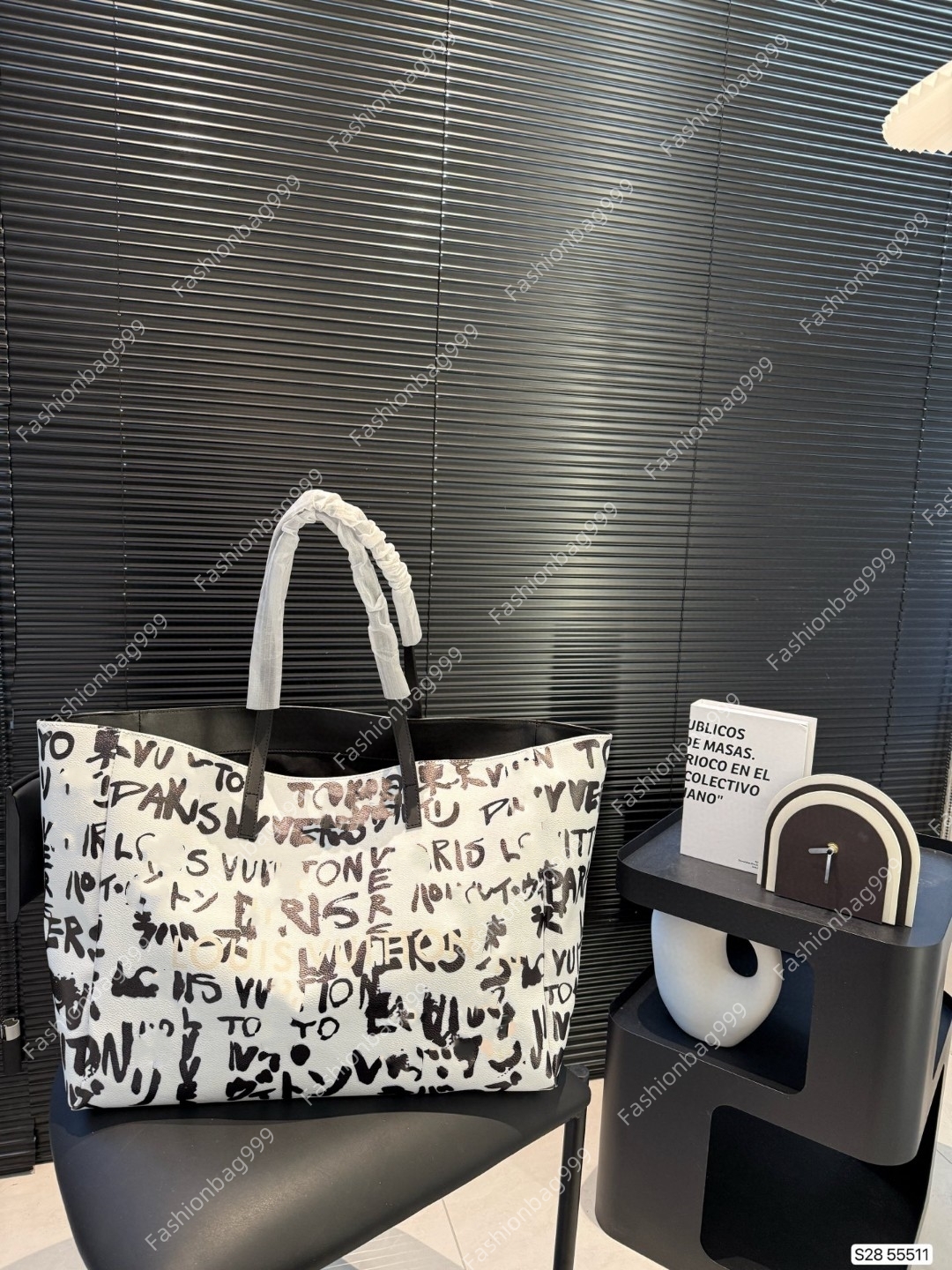 Luxury womens designer bag Black letter graffiti tote bag fashion white large shopping bag women handbag purse high quality