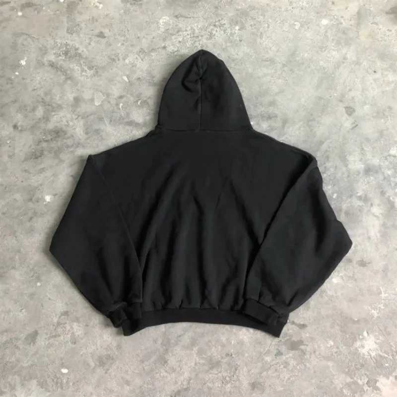 Vintage Ye Vultures album Merch black dog graphic pocket hoodie mens Y2K autumn casual oversized sportswear womens top W250331