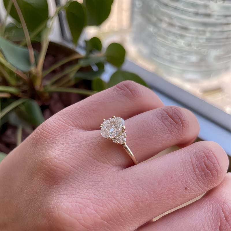 Jewelry Real Yellow Gold Ring For Women 2.0 Carat Oval Cut Engagement Womens Ring Lab Grown IGI Certificate Diamond Fashion Design Wedding Ring