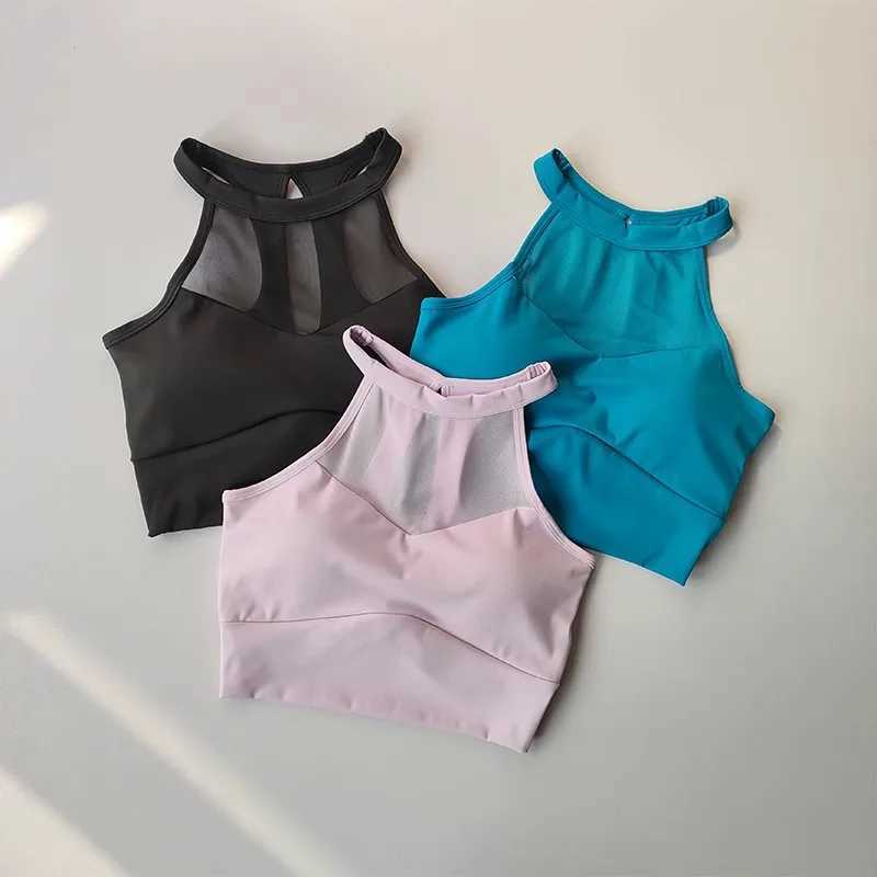 Womens mesh sports bra quick drying yoga suit vest sexy back party pad chest running fitness suitXJ250410