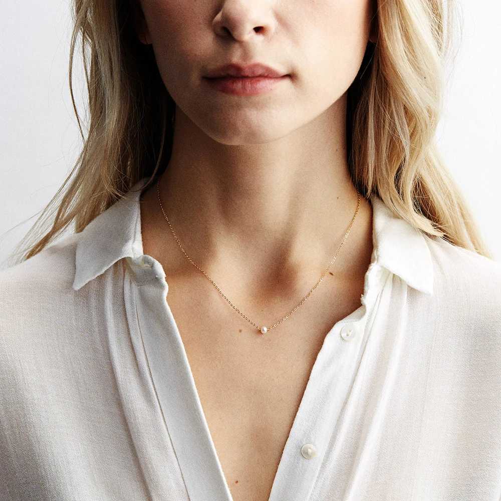 4MM Simulated-pearl Pendant Necklace for Women Dainty Stainless Steel Gold Color Necklace Women Z250331