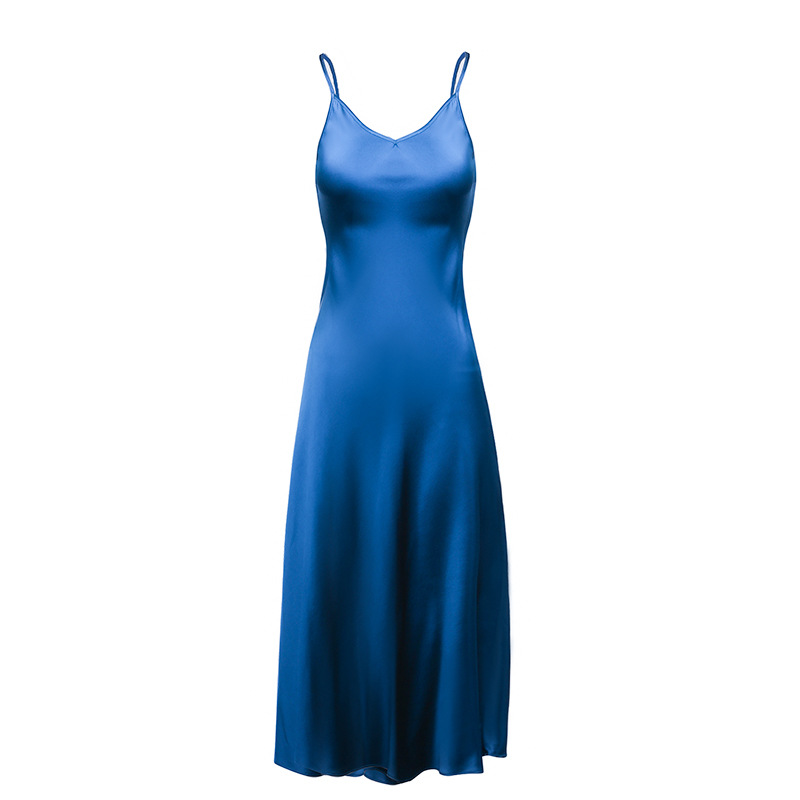 X63290 Master quality long sling evening dress dress European and American temperament mulberry silk long skirt outer wear