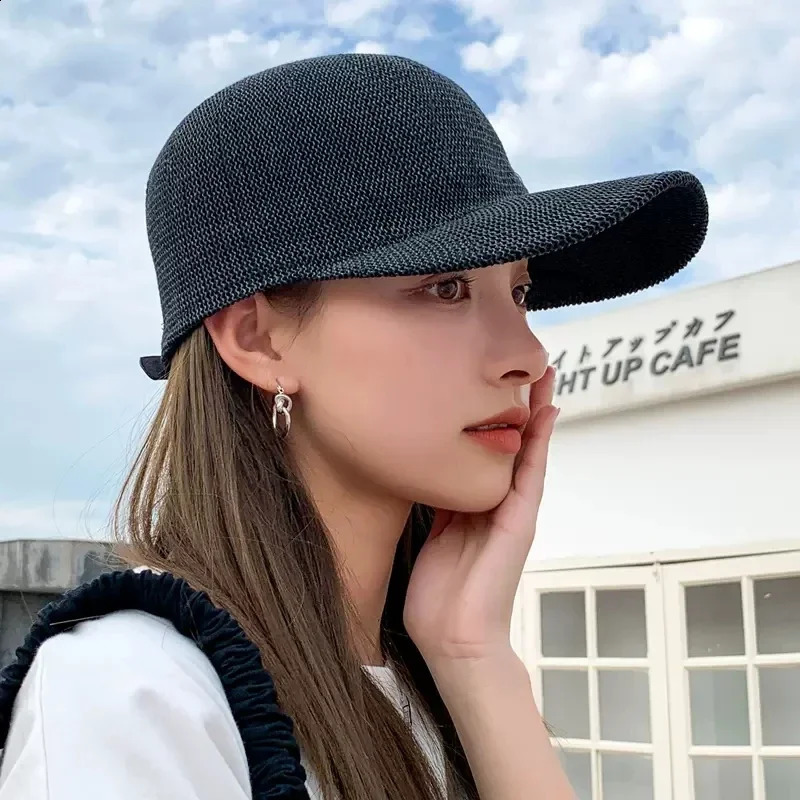Summer Breathable Straw Baseball Cap Men Outdoor Paper Sun Hats Women Solid Color Adjustable Shade Beach Hats Wholesale 250324