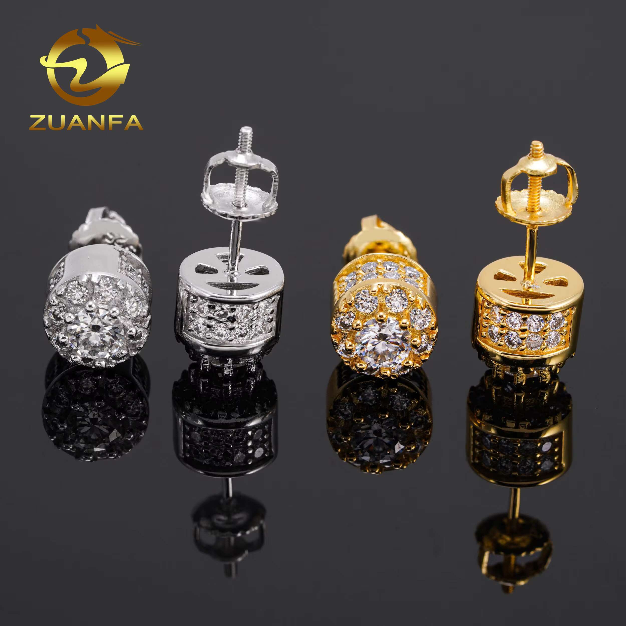 Wholesale Pass Diamond Tester Hot Selling Fine Jewelry Men Women Earring 925 Sterling Silver Hiphop VVS Moissanite Stud Earrings