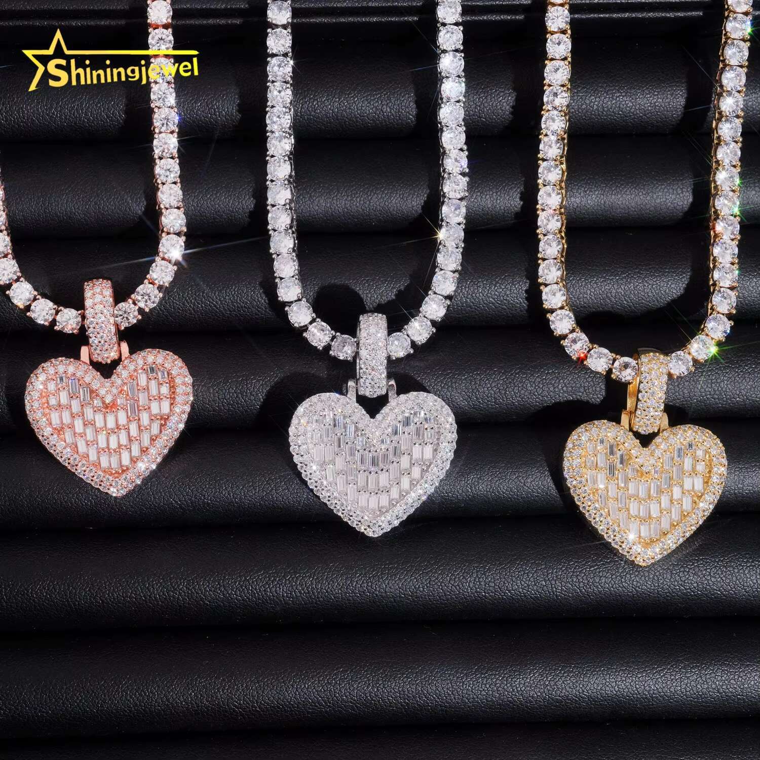 Stocks Fine Jewelry 925 Silver Moissanite Heart Pendants GRA Certification Custom Iced Out Moissanite Pendant