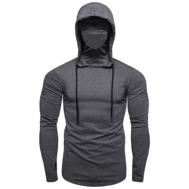 2023 new Mens Gym Thin Hoodie Long Sleeve Hoodies With Mask Mens Shirt Sports Cycling Male T Shirt Pullover Hoodies Tops W251020