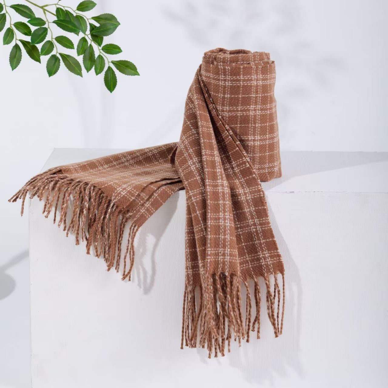 T385 popular scarf winter versatile Korean style ladies thickened student warm plaid shawl tassel neck scarf