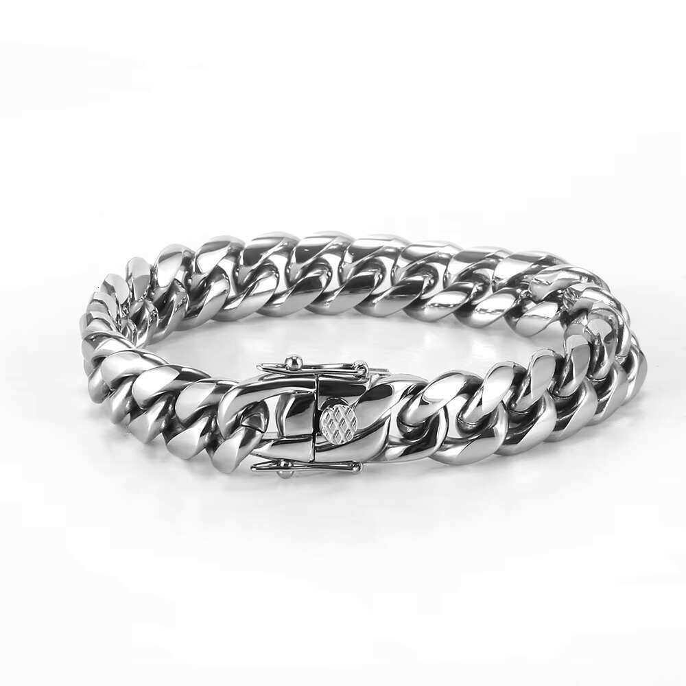 Factory Wholesale Hip Hop Cuban Link Mens Miami Stainless Steel 18k Silver Plated Chain Necklace Cuban Link Chain