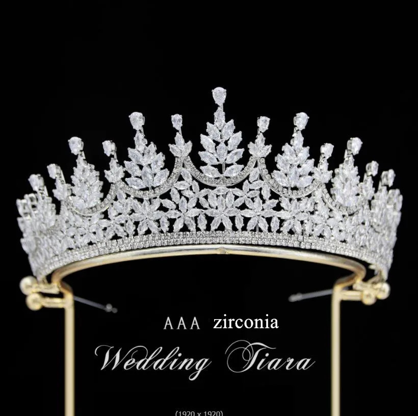 Bride Crowns For Wedding Headdress Cubic Zirconia CZ Tiaras Crowns For Women Sweet 16 Pageant Prom Hair Jewelry Headpiece250324
